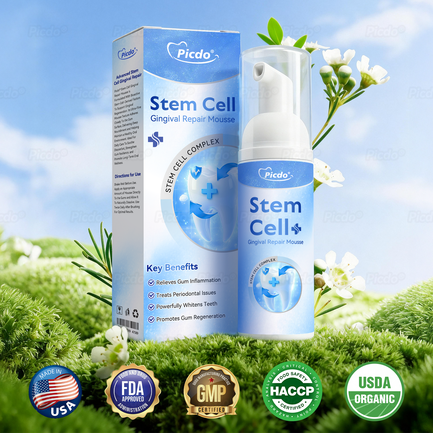 ✨🎇𝑃𝑖𝑐𝑑𝑜® 𝑆𝑡𝑒𝑚 𝐶𝑒𝑙𝑙 𝐺𝑖𝑛𝑔𝑖𝑣𝑎𝑙 𝑅𝑒𝑝𝑎𝑖𝑟 𝑀𝑜𝑢𝑠𝑠𝑒(🦷Promote Tooth Regrowth • Remove Tartar • Strengthen Gums • Deep Clean & Freshen Breath)
