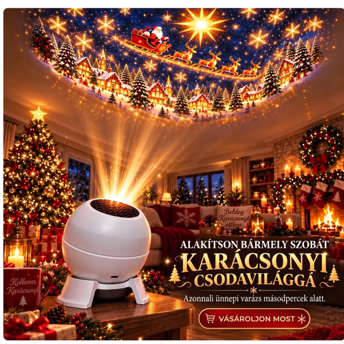 匈牙利-🚢🎄Forgó karácsonyi fényvetítő – 8 ünnepi motívum
