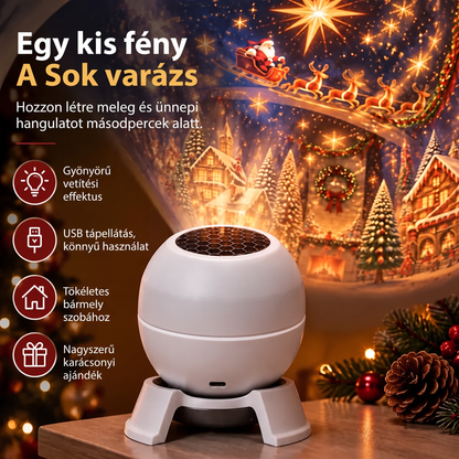 匈牙利-🚢🎄Forgó karácsonyi fényvetítő – 8 ünnepi motívum