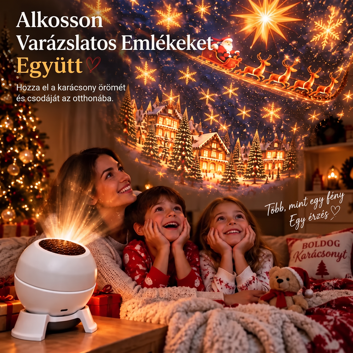 匈牙利-🚢🎄Forgó karácsonyi fényvetítő – 8 ünnepi motívum