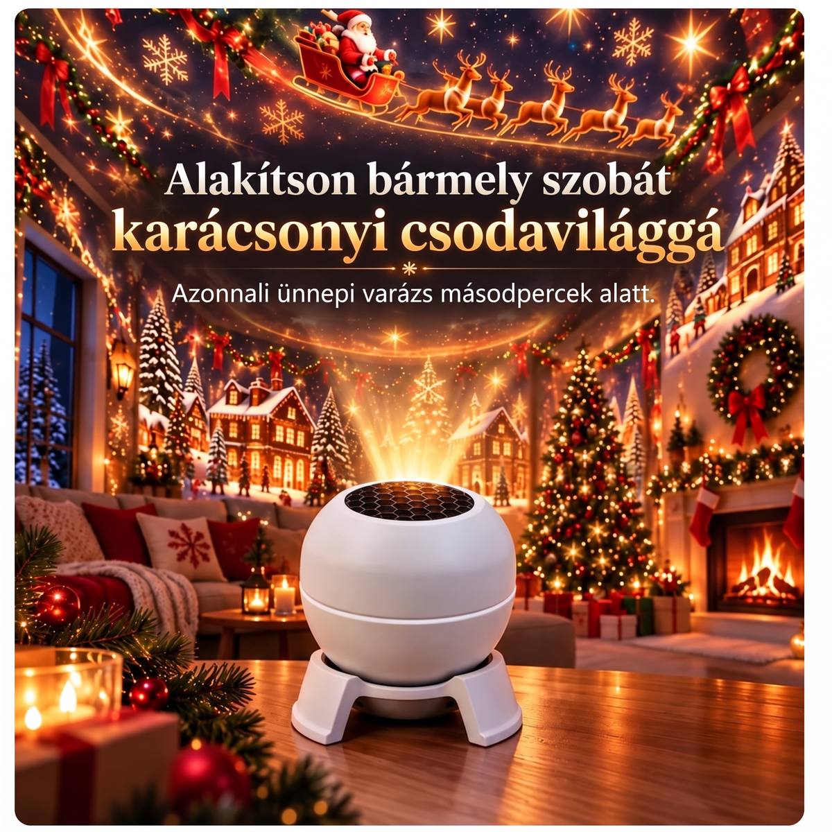 匈牙利-🚢🎄Forgó karácsonyi fényvetítő – 8 ünnepi motívum