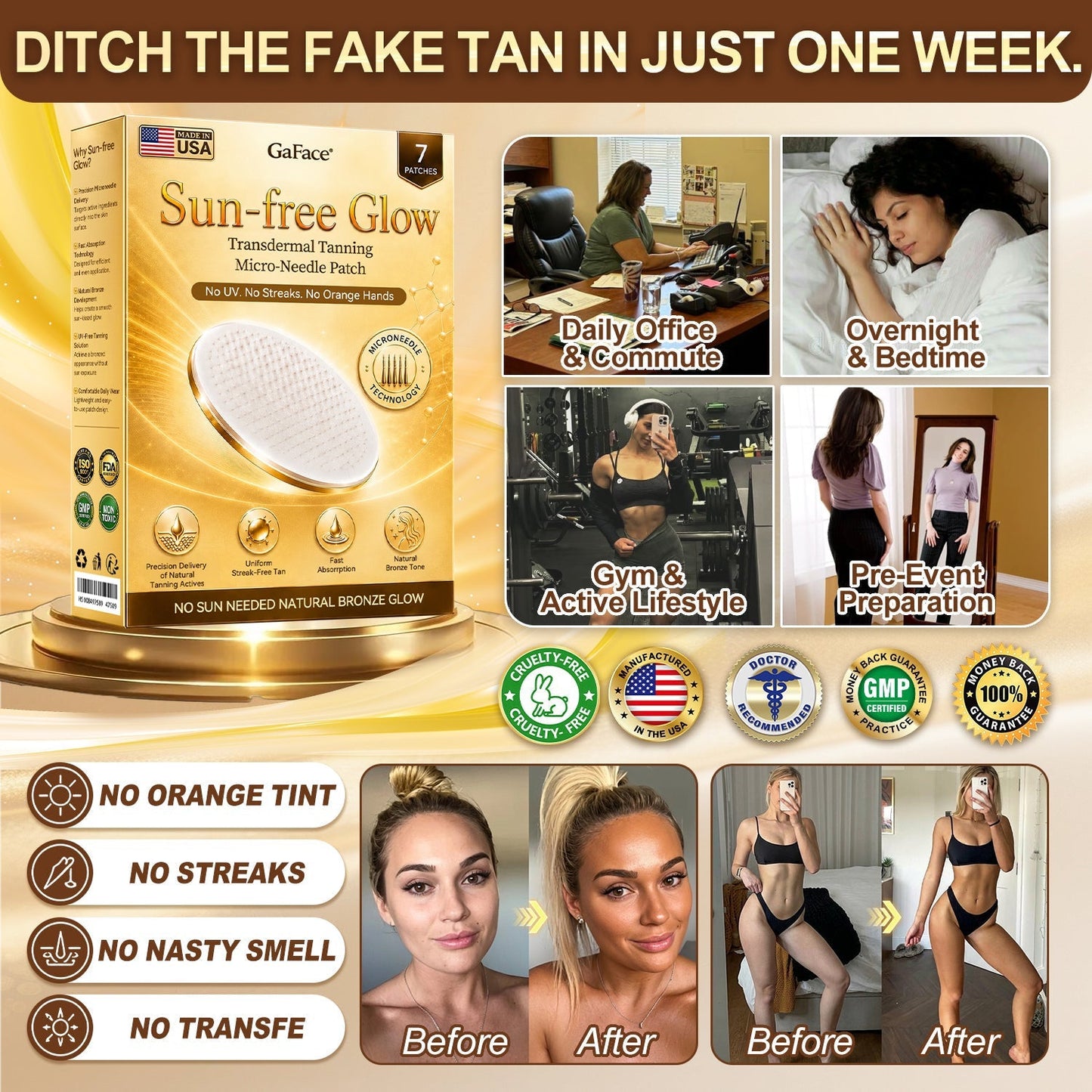 𝗚𝗮𝗳𝗮𝗰𝗲®☀️🍀 Sunless Natural Glow Transdermal Tanning Micro-Needle Patch