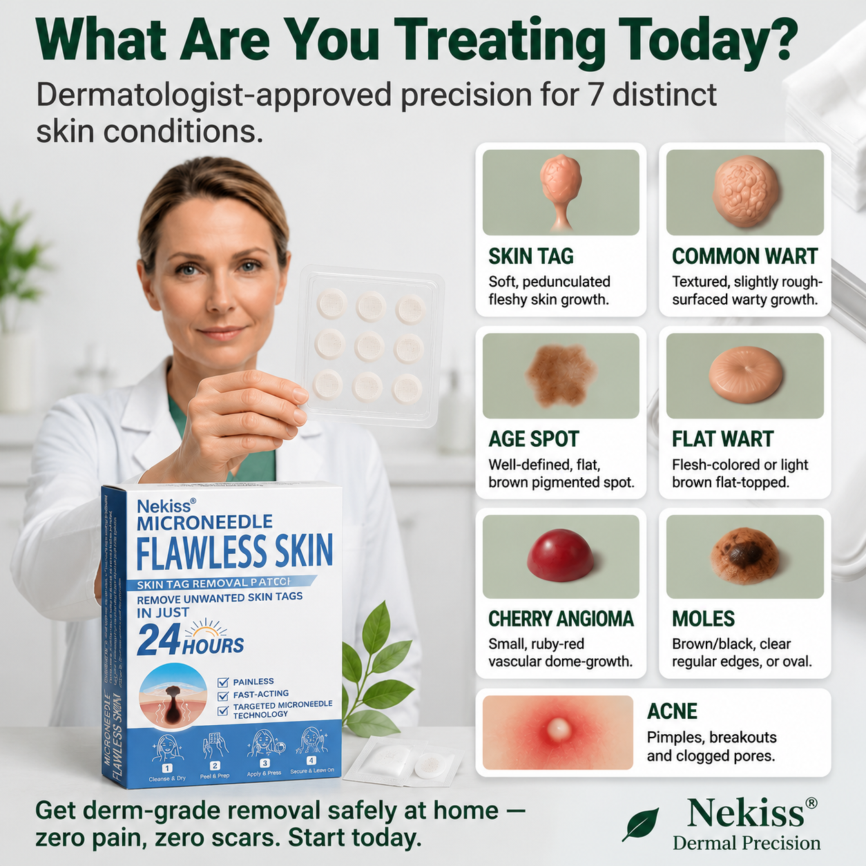 👩‍⚕️🎁 𝐎𝐟𝐟𝐢𝐜𝐢𝐚𝐥 𝐒𝐭𝐨𝐫𝐞 | 𝑵𝐞𝒌𝐢𝐬𝐬® 🌿 𝐁𝐨𝐭𝐚𝐧𝐢𝐜𝐚𝐥 𝐌𝐢𝐜𝐫𝐨𝐧𝐞𝐞𝐝𝐥𝐞 𝐇𝐲𝐝𝐫𝐨𝐜𝐨𝐥𝐥𝐨𝐢𝐝 𝐏𝐚𝐭𝐜𝐡 (𝐅𝐨𝐫 𝐒𝐤𝐢𝐧 𝐓𝐚𝐠𝐬, 𝐒𝐦𝐚𝐥𝐥 𝐒𝐤𝐢𝐧 𝐆𝐫𝐨𝐰𝐭𝐡𝐬, 𝐖𝐚𝐫𝐭𝐬, 𝐌𝐨𝐥𝐞𝐬, 𝐀𝐠𝐞 𝐒𝐩𝐨𝐭𝐬 & 𝐏𝐢𝐠𝐦𝐞𝐧𝐭𝐚𝐭𝐢𝐨𝐧 𝐂𝐨𝐧𝐜𝐞𝐫𝐧𝐬)