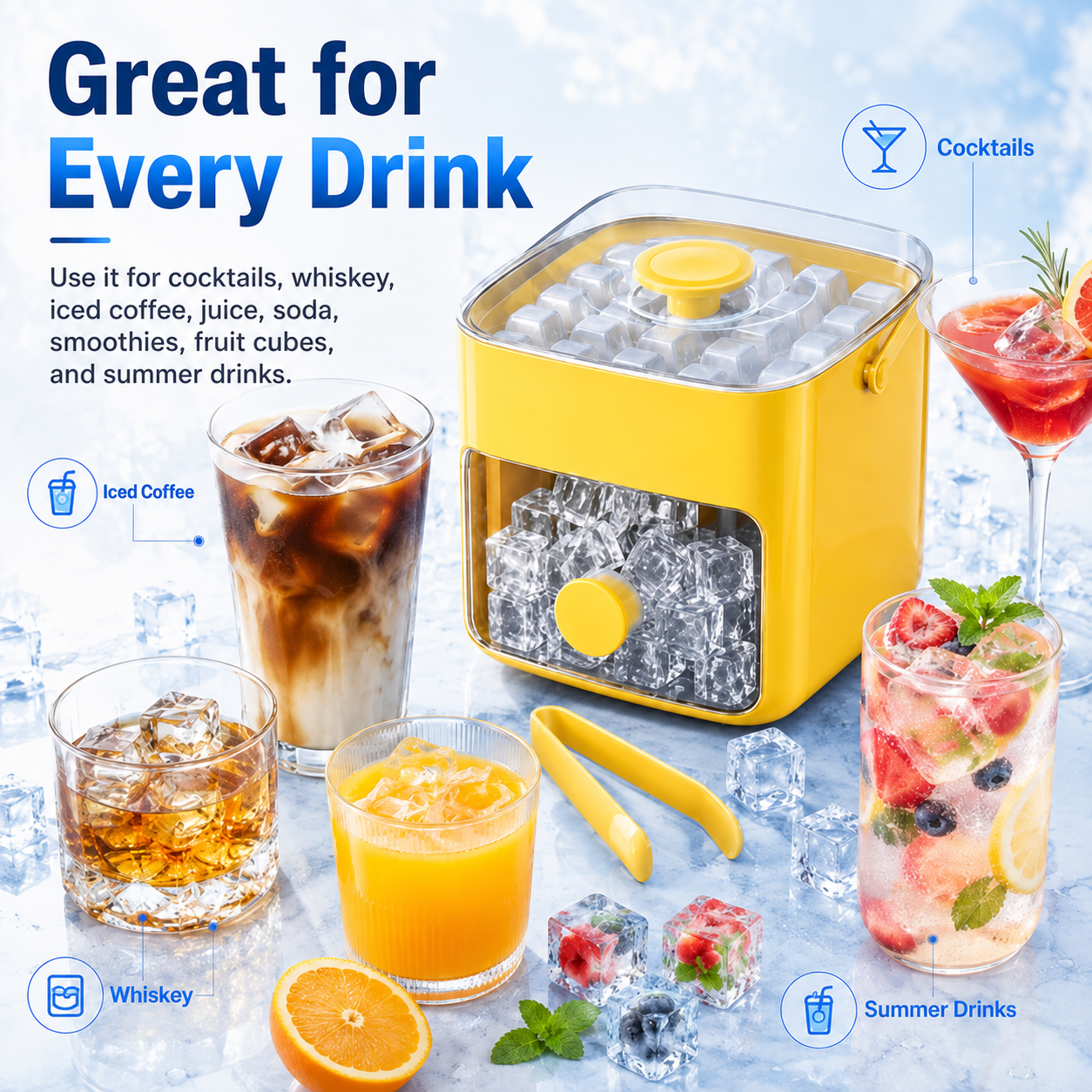 Nectavira two-layer ice tray and built-in storage box