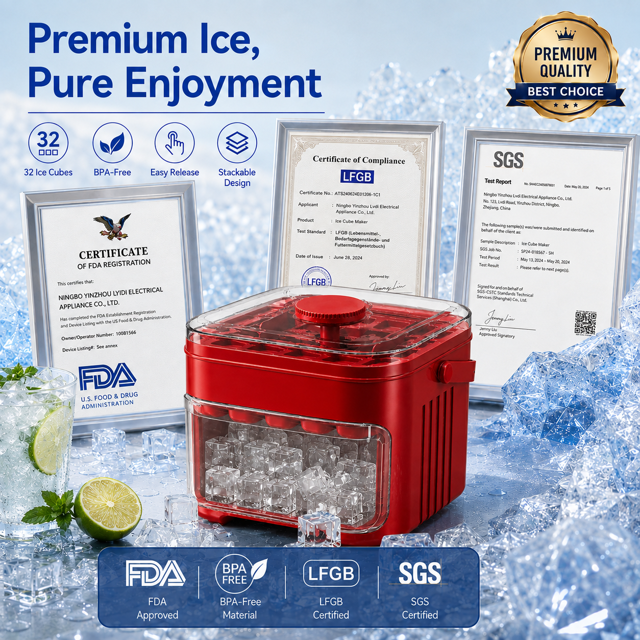 🧊 Nectavira® 2-in-1 Ice Cube Tray with Storage Bin
