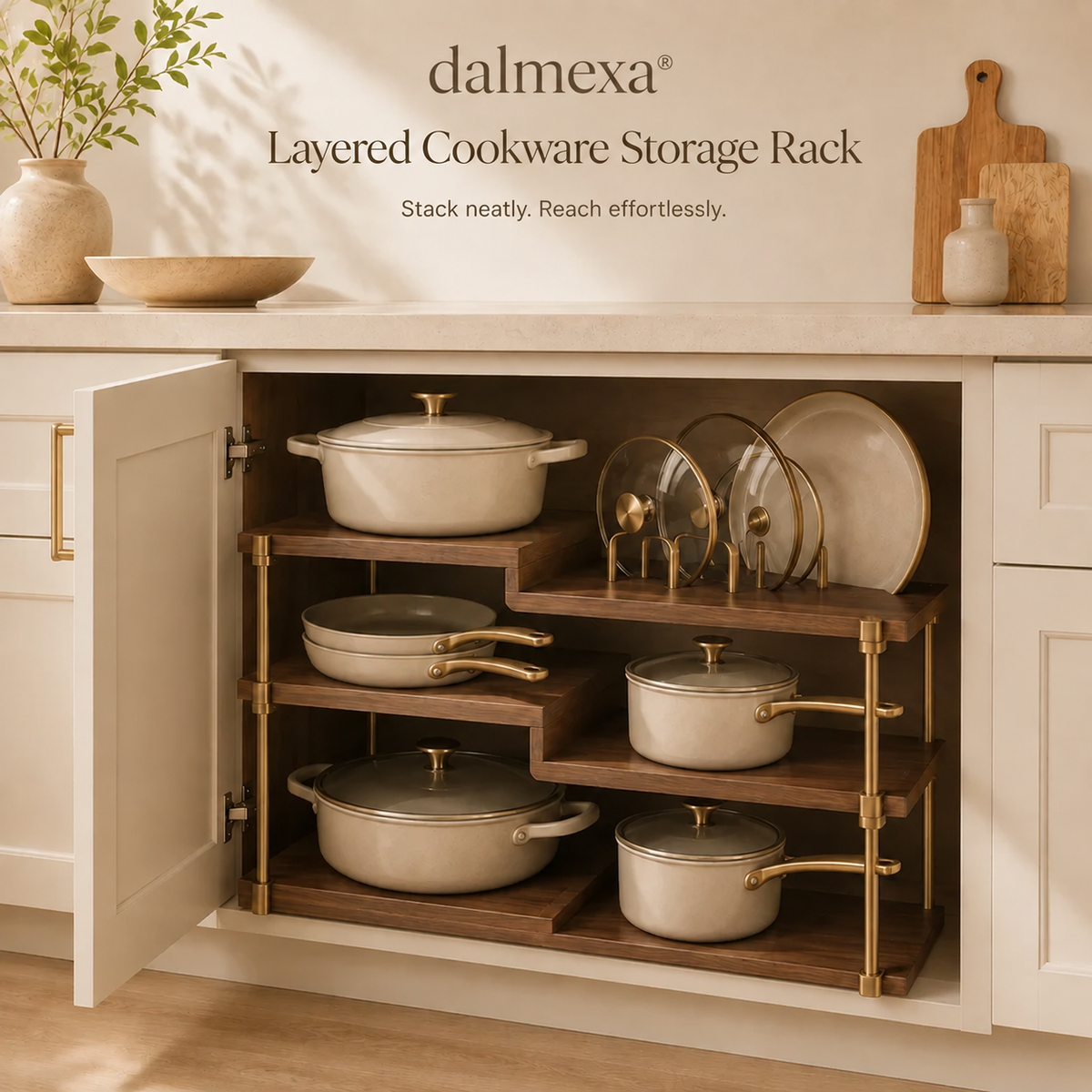 dalmexa® Solid Wood Cookware Organizer Rack
