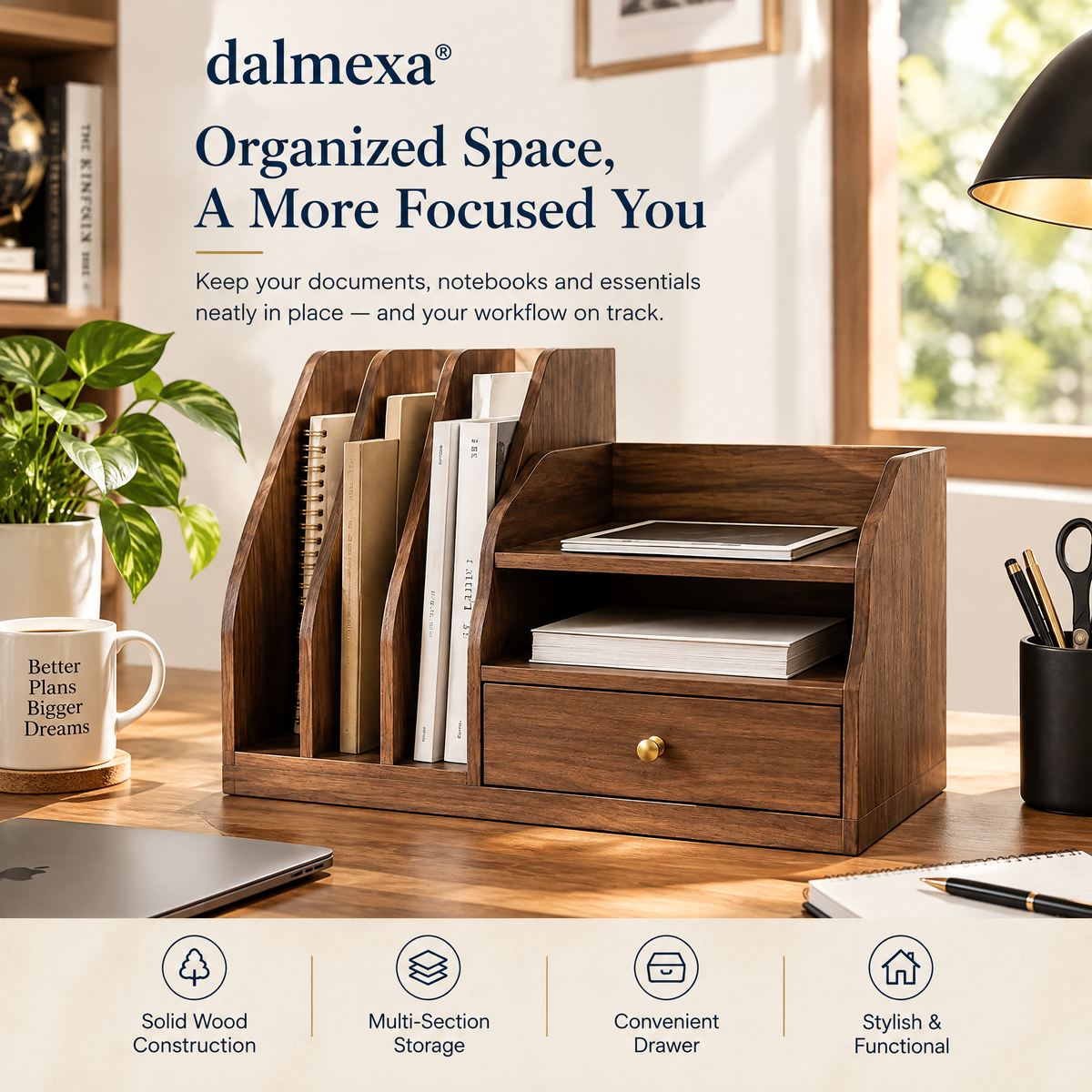 dalmexa® Solid Wood Desktop Organizer