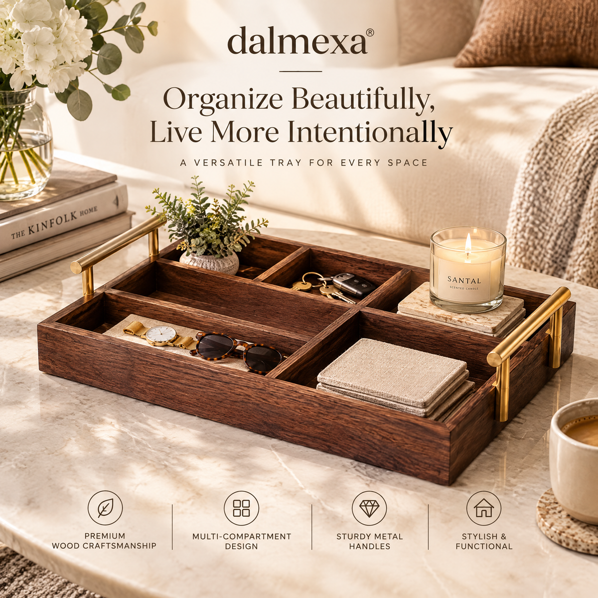 dalmexa®Solid Wood Organizer Tray