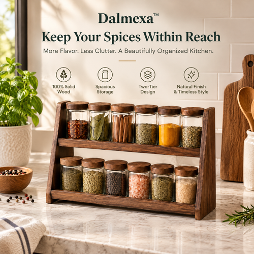 dalmexa® Two-Tier Solid Wood Spice Rack