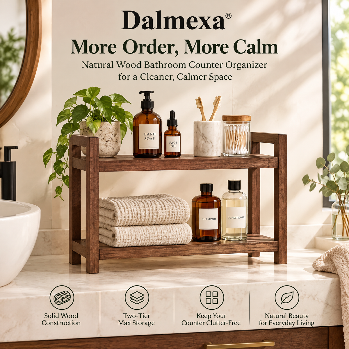 dalmexa® Solid Wood Bathroom Organizer