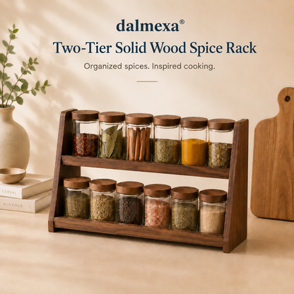 dalmexa® Two-Tier Solid Wood Spice Rack