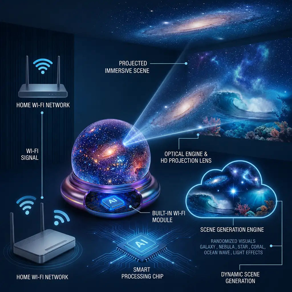 Topacme® Smart Dynamic 5D Galaxy & Ocean Atmosphere Projector Night Light™