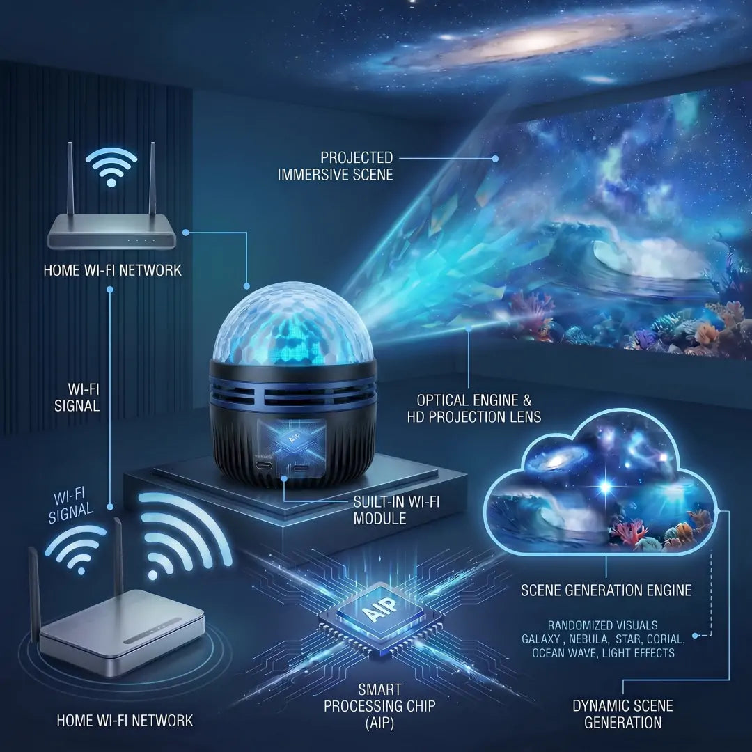 Official Store | 🎉🎁SCNDR® 360° Smart Holographic Starry Sky Projector (HD Smart Dynamic 5D)