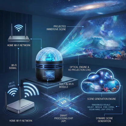 Official Store | 🎉🎁SCNDR® 360° Smart Holographic Starry Sky Projector (HD Smart Dynamic 5D)